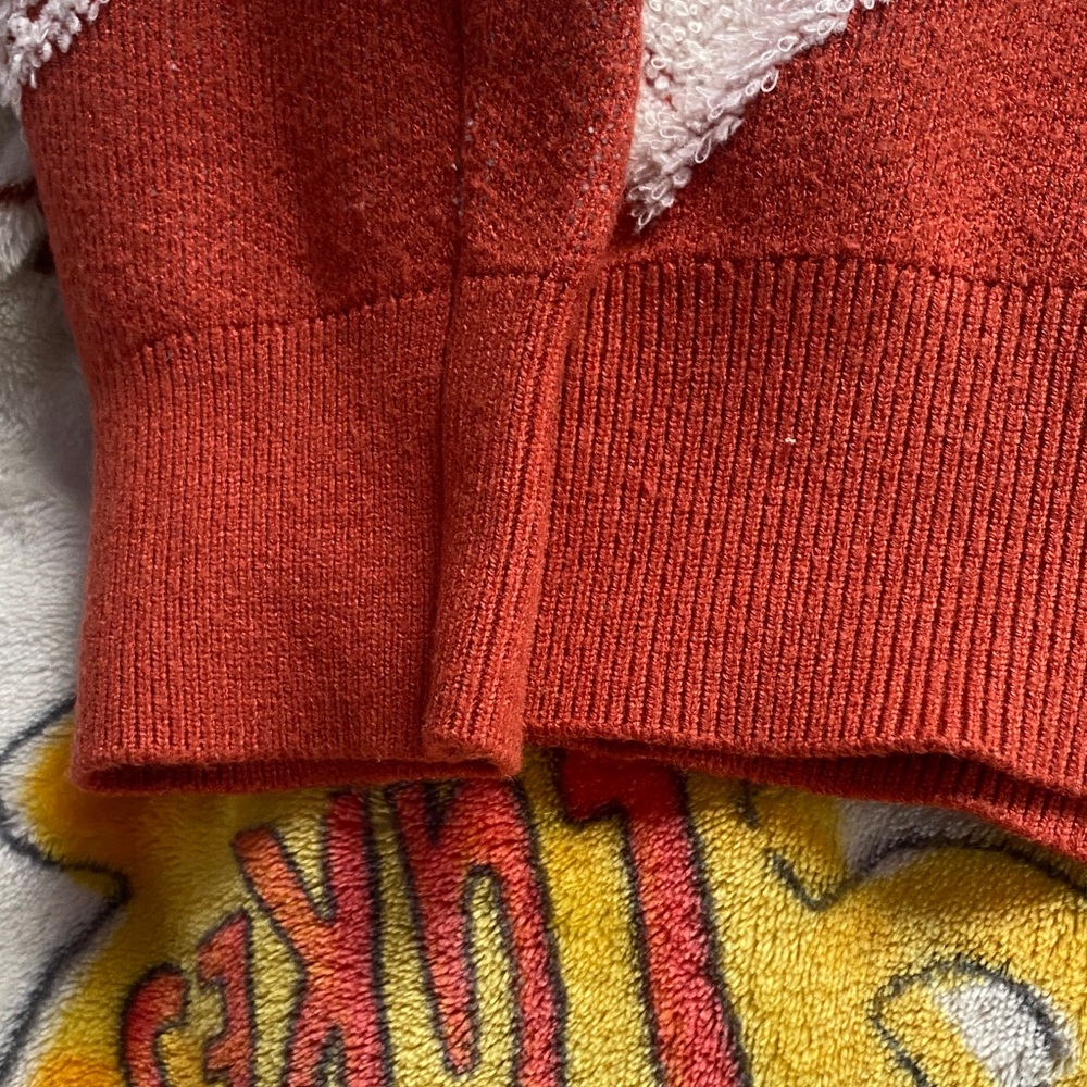 Cozy Leaf Patterned Sweater in Rust and Cream - Picture 5 of 8